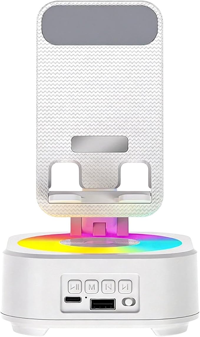 Speaker Phone Holder – ABS 11×11×19cm | 360° Adjustable Phone Stand with Audio Support | Desktop Pħ Holder Speaker for Live Streaming Home Office School Use