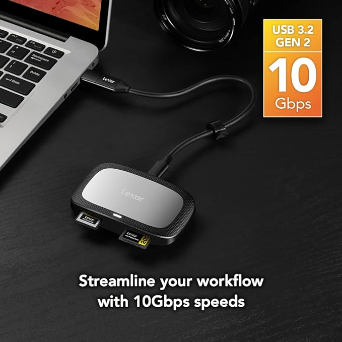 Lexar Professional CFexpress Type A / SD USB 3.2 Gen 2 Reader, Designed for CFexpress Type A and SD UHS-II Cards, High-Speed USB 10Gbps Transfer Speeds (LRW530U-RNBNG)
