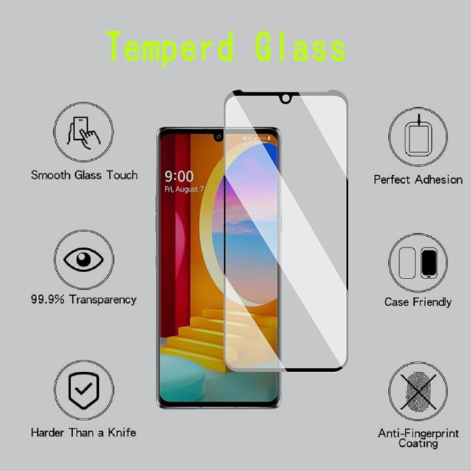 [4 Pack] Tempered Glass Screen Protector for LG Velvet | Tempered Glass Scratch Resistant Easy-Install Bubble Free Anti-Fingerprint