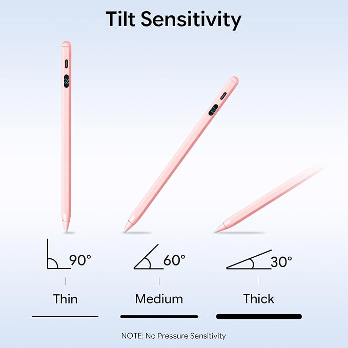 LED Battery Display Stylus Pen Dual Modes Fast Charge Universal Active Digital Pencil for iPad iPhone Samsung Android &lt2ms Low Latency Tilt Sensitivity for Drawing Note Taking No Bluetooth Styl