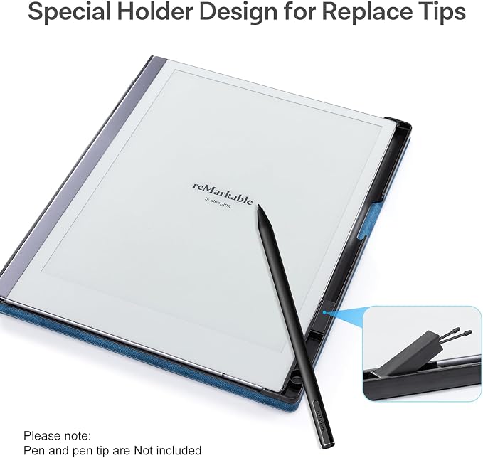 CoBak Stand Case for Remarkable 2 Paper Tablet 2020 10.3 with Hand Strap | Lightweight and Hard Back Shell Protective Book Folio Cover with 2 Kickstand Stand Angles and Pen Holder Features Black