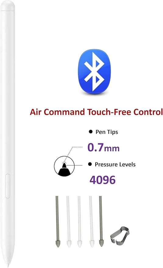Tab S9 | Tab S10 S Pen [with-Bluetooth] Replacement for Samsung Galaxy Tab S9 S9+ S9 Ultra S10+ S10 Ultra Stylus Pen Air Command Touch-Free Control with 5*Tips/Nibs (Beige)