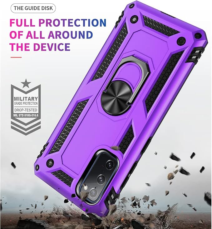 Compatible with Phone Case Samsung Galaxy S20 FE with HD Screen Protector Military Grade 16ft. Drop Tested Ring Shockproof Protective Red