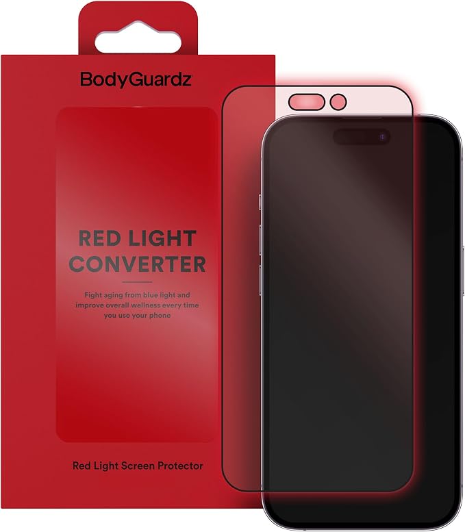 BodyGuardz Red Light Converter Screen Protector – Passive Red Light Therapy for Face - Promotes Better Sleep Healthier Skin Reduced Eye Strain – 9H Tempered Glass Easy Install (Galaxy S26)