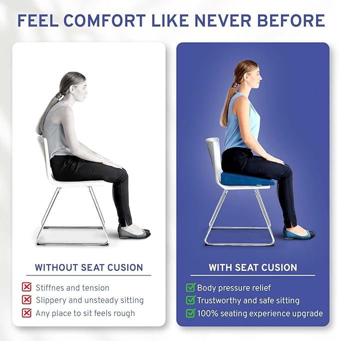 Wedge Pillow for Office Chair Cushion and Car Seat Cushion - Medium Firm Memory Foam Seat Pad for Truck Seat, Gaming Chair - Orthopedic Support and Pain Relief for Tailbone and Hip