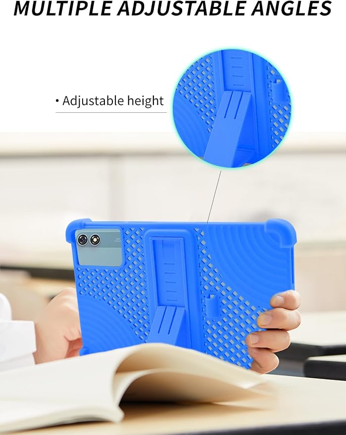 Case for COLORROOM C30 10 inch Android 14 TabletWUNIAK Hollow Back Design Heat Dissipation Shockproof Lightweight Adjustable Kickstand Silicone Shell&ampKids Friendly Soft CaseSky Blue