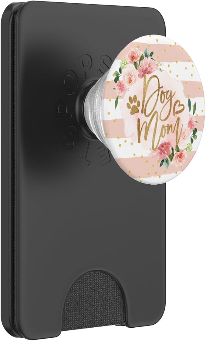 Dog Mom Pink Floral Cute Paw Print Mother's Day Gift PopSockets PopGrip: Swappable Grip for Phones &amp Tablets PopSockets Adhesive PopGrip