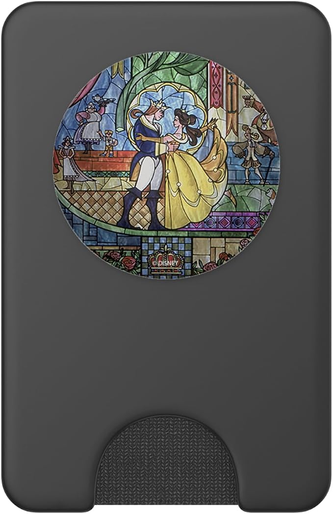 Disney Beauty And The Beast Stained Glass Window Dancing PopSockets PopGrip: Swappable Grip for Phones &amp Tablets