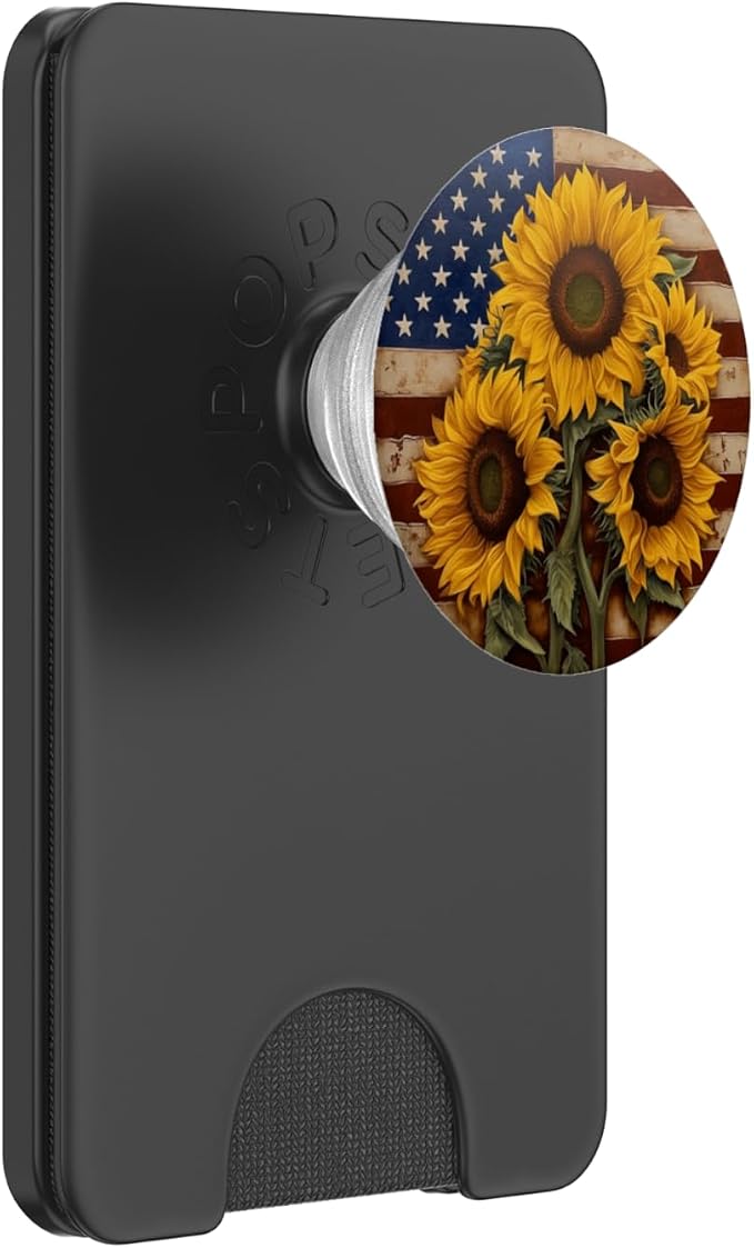 American Flag with Sunflowers PopSockets Adhesive PopGrip