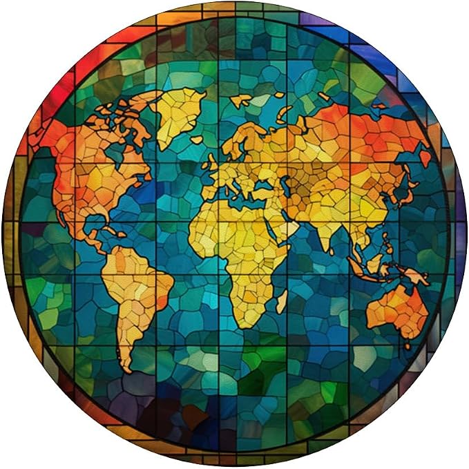 Stained Glass World Map PopSockets MagSafe PopGrip for iPhone