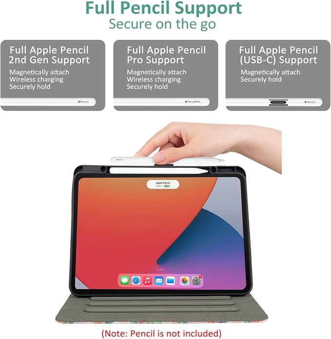 Vimorco Folio Case for iPad Air 13 inch M4/M3/M2 (2026/2025/2024)Dragonfly | for iPad Pro 12.9 inch 6th/5th/4th/3rd GenerationPencil Holder&ampPocket&ampHand StrapAdjustable Angles CoverAuto Sle