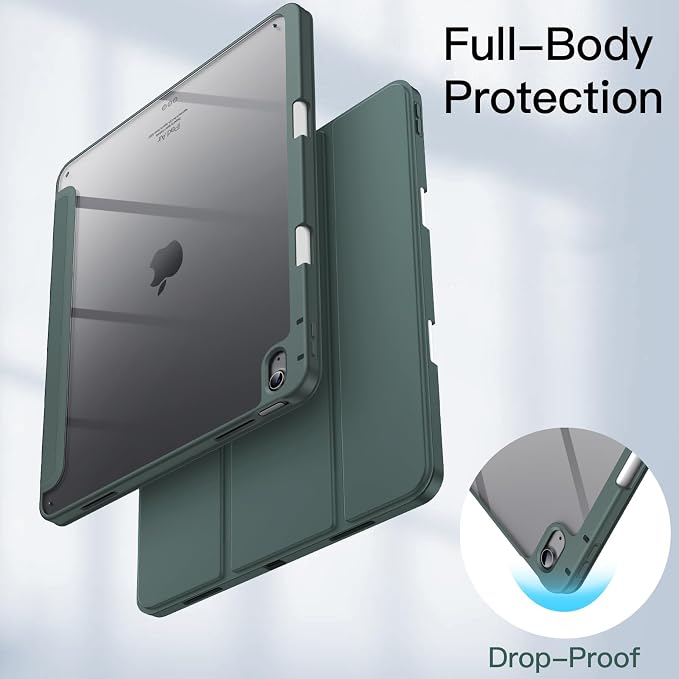 JETech Case for iPad Air 13-Inch M4/M3/M2 (2026/2025/2024) with Pencil Holder Clear Transparent Back Shell Slim Stand Shockproof Tablet Cover Auto Wake/Sleep (Black)