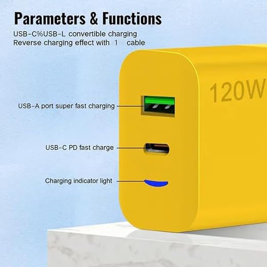 Portable Fast Charger Type C/USB A Dual Ports Adapter4 in 1 Fast Charging Cable &amp Data Sync C Chargers Fast Charging 10 Foot Fast Phone Charger Mechanical Style Multi-Function Cable (1pc)