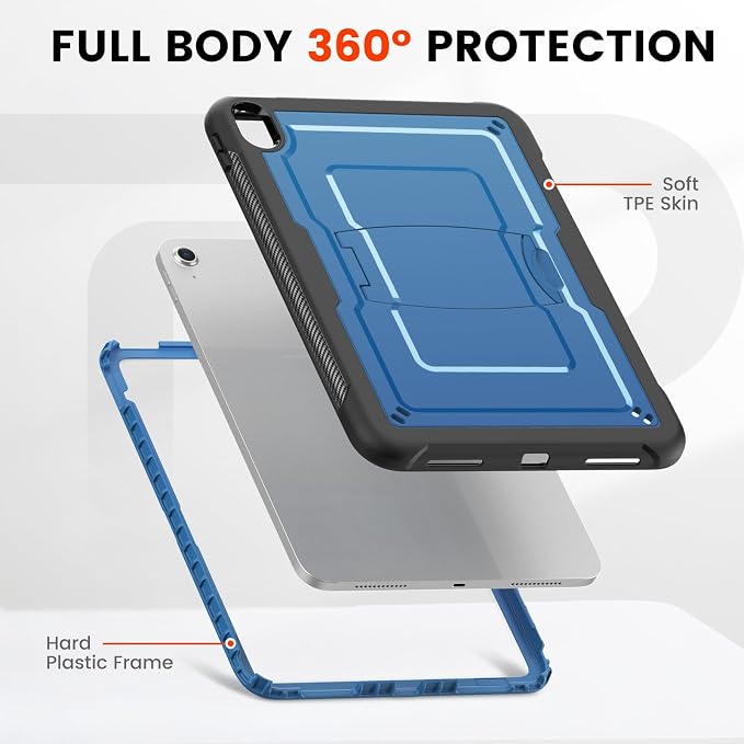 Case for iPad (A16) 11th Generation 11 inch 2025 for iPad 10th Generation 10.9 inch 2022 Full Body Protective Slim Case with Kickstand Blue
