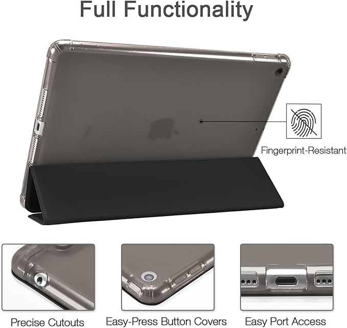 JOYLAND Blue Turtle for iPad Air 11 Inch M3(2025)/M2 (2024)Air 5th/4th Generation Case 2022/2020 10.9 Inch with Pencil Holder-Trifold Stand Protective Cover with Soft TPU BackBlack