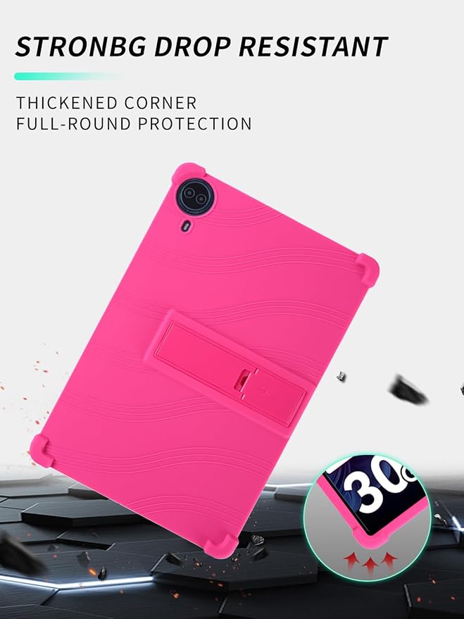 Case for Urao G140L Tablet 14 inch Android 15 TabletWUNIAK Shock Proof Lightweight Stand Rubber Shell Protective CoverKids Friendly Soft Silicone Adjustable Stand CoverBlack