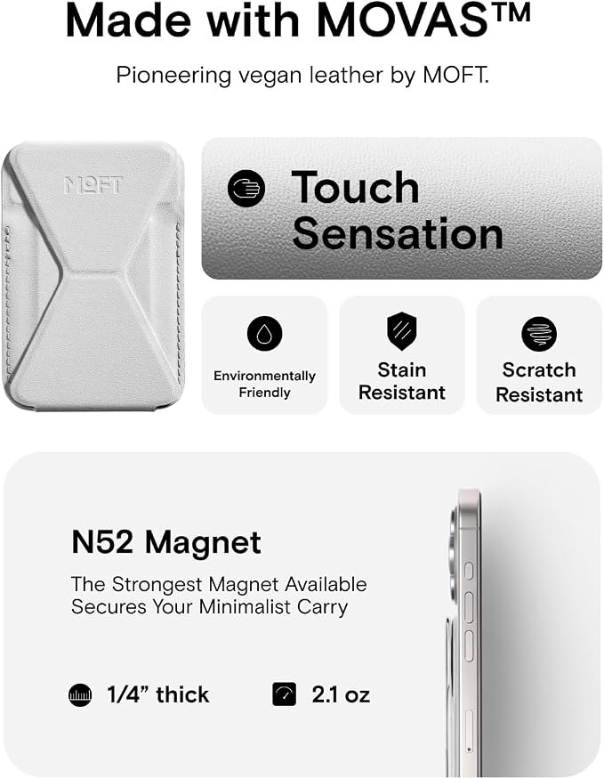 MOFT MagSafe Wallet Stand for iPhone 15/14/13/12 Series MagSafe Compatible Phone Stand with 3 Viewing Angles(Bamboo)
