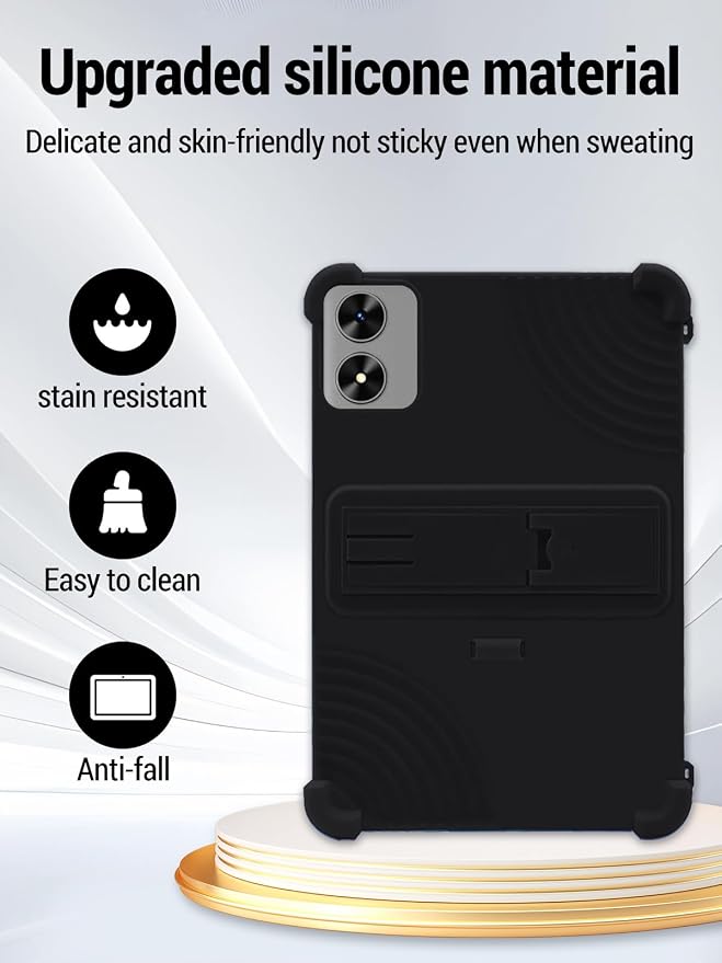 for SHARECLOUD P10_T (10.1 inch) Android 16 Tablet Protective case Shockproof Lightweight Silicone Protective case with Stand Child-Friendly Protection capacitive Stylus Included Black