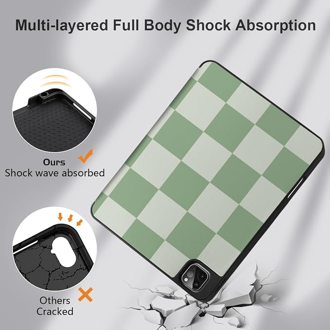 MEEgoodo for iPad Pro M2 12.9 Case 6th/5th/4th/3rd Generation 2022 2021 2020 2018 with Pencil Holder Tablet Cover with Soft TPU Back Shell Art Painted Flowers