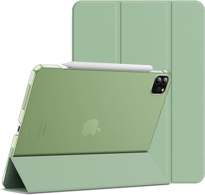 JETech Case Cover for iPad Pro 11 4/3/2 (2022/2021/2020) Black | Slim Translucent Back Design Tri-Fold Stand Auto Wake/Sleep Lightweight Shockproof Protection