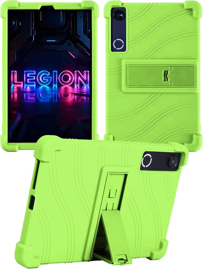 Silicone Case with Kickstand for Lenovo Legion Y700 Gen 4 / Gen 5 8.8 [TB323FU] Shockproof Protective Cover with Stand for Gaming Tablet (Black)