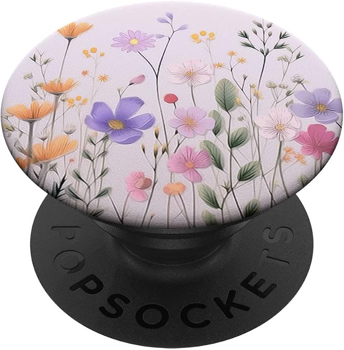 Cute Floral Pattern Flowers Bouquet Wildflowers Pastel Pink PopSockets Adhesive PopGrip
