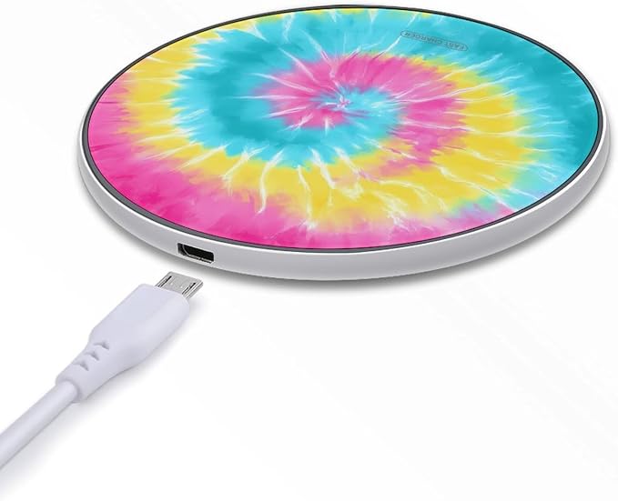 Rainbow Tie Dye Wireless Charger Portable Charging Pad | LightweightAll Smartphone