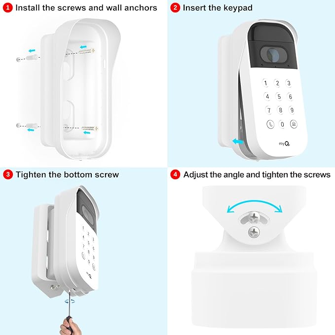 Swivel Mount for myQ Smart Garage Video Keypad ,Angle Adjustable(40 to 140 ) Degree Mounting Bracket for myQ ,Easy to Install (Video Keypad is NOT Included