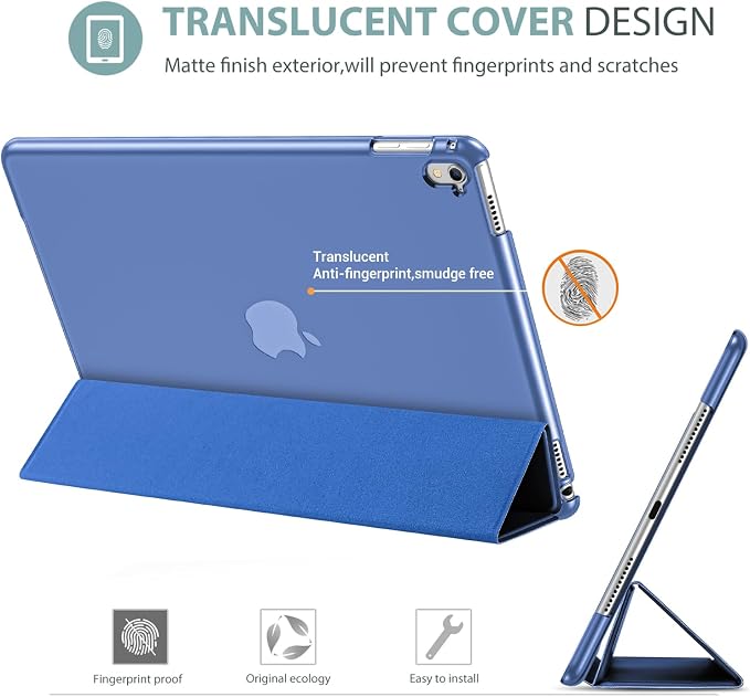 ProCase Smart Case for iPad Pro 9.7 Inch 2016 -Black | Ultra Slim Lightweight Stand Shell with Translucent Frosted Back Cover for iPad Pro 9.7”(A1673 A1674 A1675)