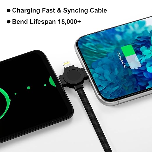 3 in 1 Retractable Multi Charging Cable Fast Charging Cord 2Pack3.3Ft | USB Cable Phone Multiple Charger with USB C/Lightning/Micro Travel Car Accessories for iPhone 17 16 15 14/Samsung/Kindle/Car