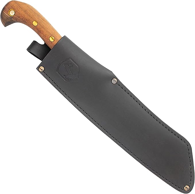 Condor Tool & Knife Mini Duku Heavy Duty Machete with Sheath, Walnut Handle - Hand Crafted Welted Leather Sheath - Camping Machete Knife - 10.5in Blade - 18.5oz