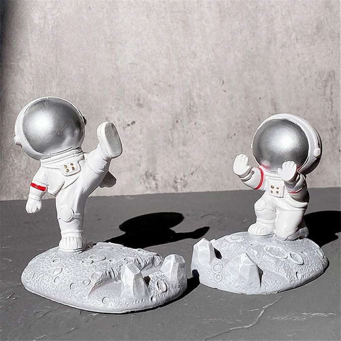 YAKVOOK Unique Cute Cell Phone Stand Car Holder Cool Fun 3D Cartoon Astronaut Design Mobile Phone Tablet Bracket for Desk Compatible with All Smartphones for Children Gift Decor Home (Kick Gold)