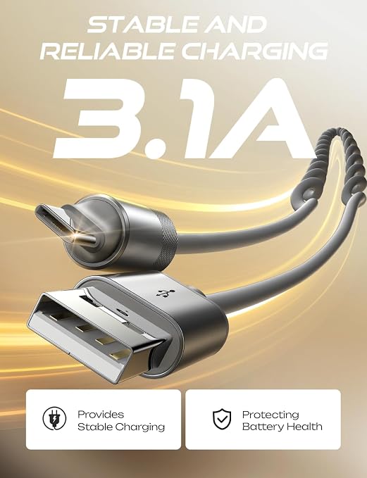 LISEN Chubby Cable Coiled Cable 2 Pack Car Play Cord | for Android Auto Short USB A to USB C Cable for iPhone 17/16/15 Samsung Galaxy S25/S24 A15/A14 Google Pixel 9/8 Blue 4FT