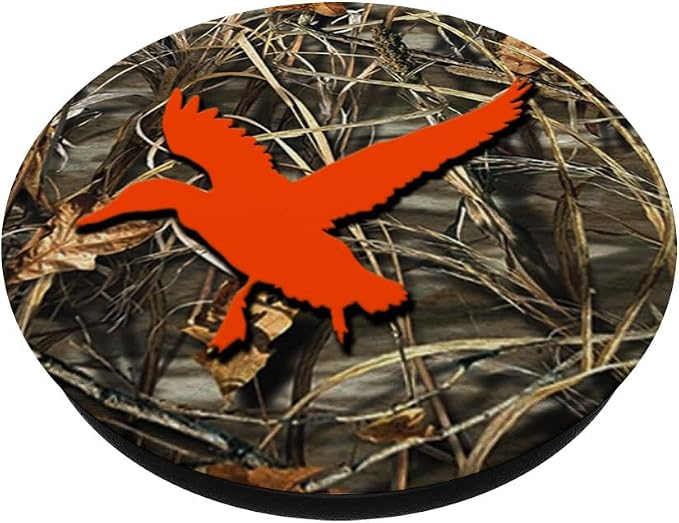 Duck Hunting Orange Brown Camouflage Camo Background PopSockets Adhesive PopGrip
