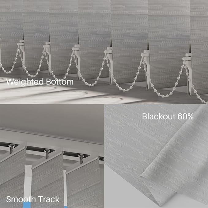 Blindify Motorized Vertical Blinds Compatible with Alexa Google Home, Light Filtering Sliding Door Shades Smart Vertical Blinds Remote Control Customize, Jacquard Silver