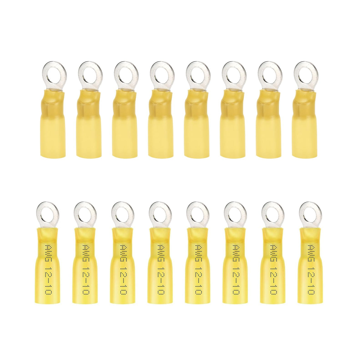 60pcs #10(M5) Heat Shrink Ring Terminals Yellow 12-10 Gauge Tinned Copper Ring Terminals Eyelet Wire Connectors Brazed-Seam Insulated Electrical Crimp Wire Terminals for Boat Truck Stereo Car