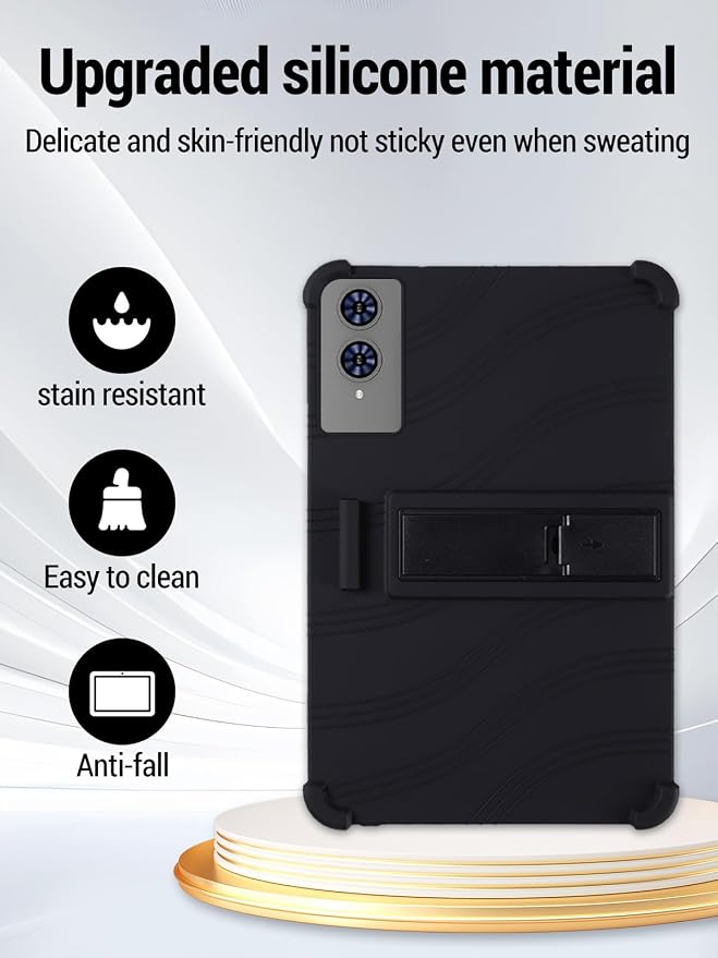 for TECLAST T65 13.4 inch Tablet Protective case Shockproof Lightweight Silicone Protective Cover with Stand Child-Friendly Protection Easy to Clean DesignBlack