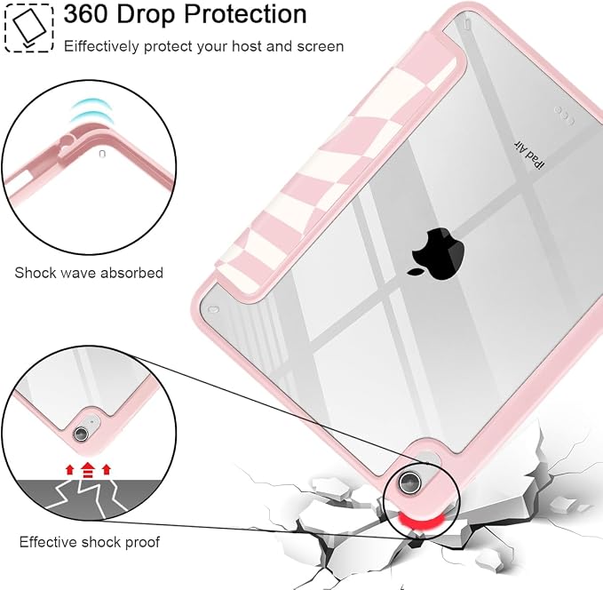 Mektron Case for 2026 iPad Air 11 inch M4 8th (M3 2025 7th /M2 2024 6th) Compatible with iPad Air 10.9 (2022 5th Gen /2020 4th Gen) Shockproof Clear Shell Blue Bows &amp Flowers