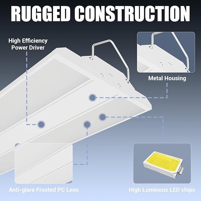 150W 2 Pack 2FT LED Linear High Bay Shop Light Fixture, Indoor Area Workshop Garage 5000K, Hanging Warehouse Lights, Industrial
