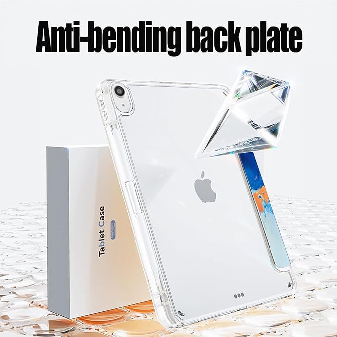 Slim Case for iPad Air 11 M4/M3/M2 &amp 10.9 5th/4th Gen Aqua Blue | Pencil Holder Multi-Angle Y Fold Stand Clear Acrylic Cute Cover Auto Wake-Sleep 2026/2025/2024/2022/2020