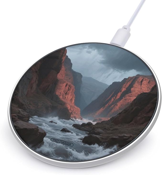 Topographic Wireless Charger with USB CableAluminum Alloy Frame 10W Max Compatible Fast Wireless Charging Pad- 3.2ft Cable Included for Travel Home Office Desk