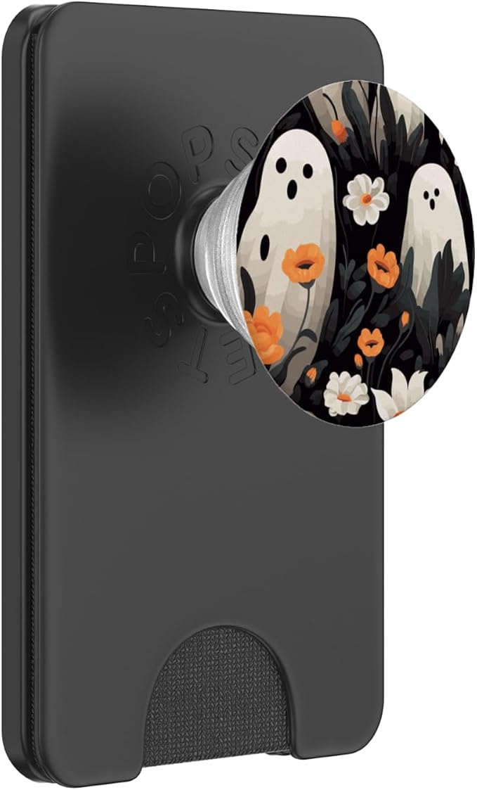 Cute Funny Halloween Spooky Ghost in Flowers Floral Pattern PopSockets PopGrip for MagSafe
