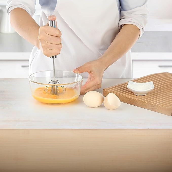 Avykalox 2 Pack Semi Automatic Whisk, Stainless Steel Mini Hand Push Whisks for Cooking, Easy to Use Hand Mixer Egg Beater Wisking Tool for Cooking, Whisking, Beating, Stirring