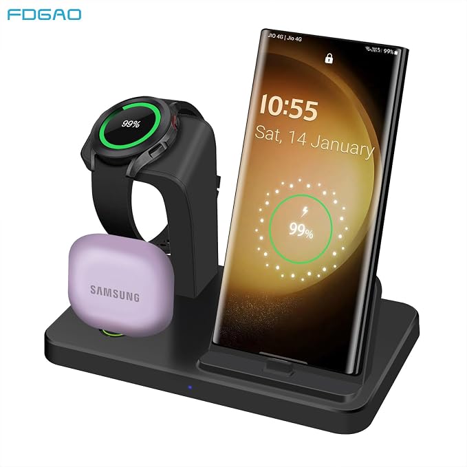 3 in 1 Charging Station for Multiple Devices Wireless Charger Power Up Your Life with Speed &amp StyleBlack