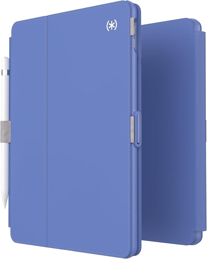 Speck Balance Folio Case for iPad 10.2 Inch (2019-2021) - Drop &amp Camera Protection Slim Multi Range Stand Apple Pencil Holder - Arcadia Navy/Moody Grey