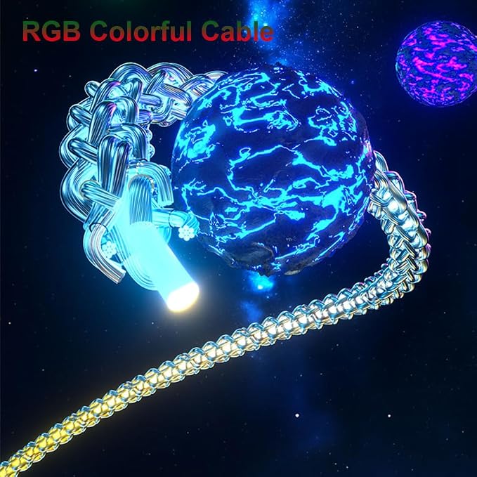 IHAO Multi Ports Charger Cable 3 Combinations in One Cable USB A to USB C/Micro USB PD Fast Charging Cord Lighted Up LED Flowing Compatible with Almost All Kinds of Electric Device-39Inches Blue
