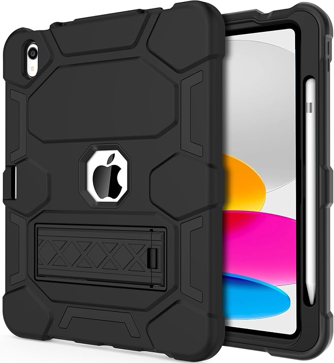 Case for iPad 11 11th Gen (A16) 2025 &amp 10th Gen 2022 10.9 Purple+Green | Kickstand | With Pencil Holder | Drop-Proof Silicone+Hard Shell | Raised Edge Protects Screen&ampCamera | Heavy Duty Pr