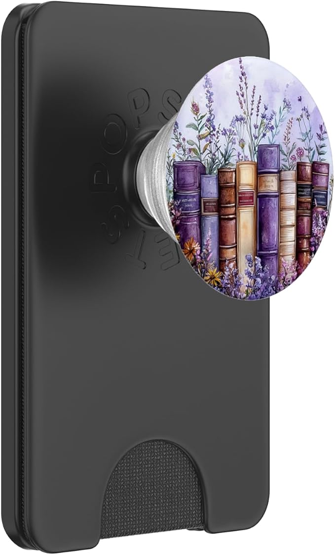 Book Lover Purple Wildflower Book Themed Floral Bookworm PopSockets PopGrip for MagSafe