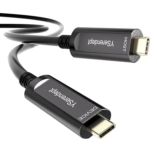 Fiber Optic USB C Cable 33ftRight Angle 10Gbps Active Optical Data Transfer for 4K CamerasWebcamsHubsHDDsVR/ARProjectors &amp Medical Systems