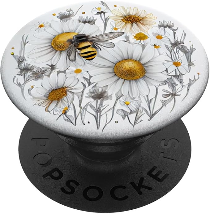 Bee Honeybee Daisy Flowers PopSockets Adhesive PopGrip